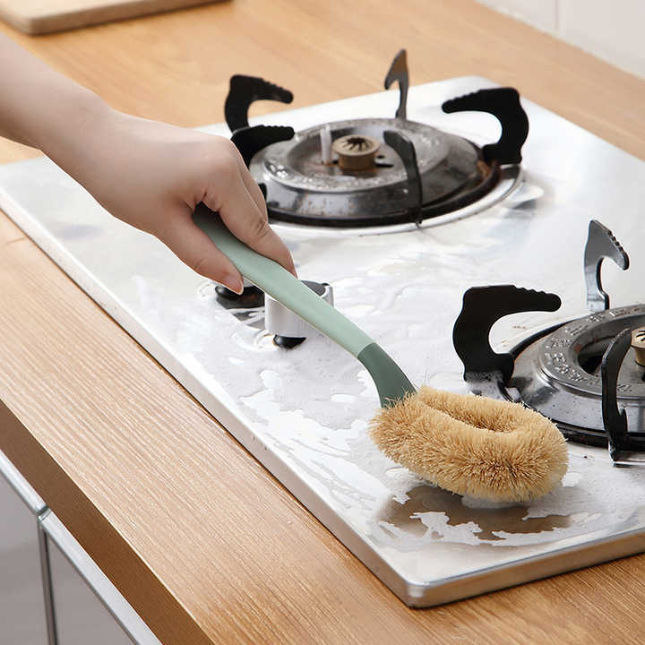 Handheld Stiff Bristle Sink Pots Pans Scrubber Cleaning Brush Kitchen Brushes for Dishes with Long Handle