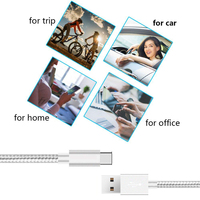 Câble de données USB 2.0 Type C tressé en nylon OEM d'usine, plaqué nickel, charge rapide pour téléphone portable