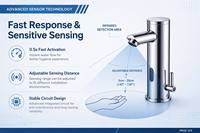 Robinet de lavabo commercial en laiton à capteur sans contact avec réglage manuel de la température et activation infrarouge intelligente