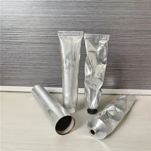 Natural Aluminum Metal Silver Tubes 30ml 50ml Cosmetics Package Original Nude Color Metallic Tubes Collapsible Screw Cap M11
