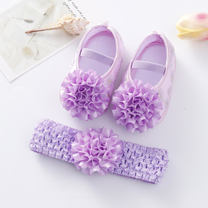 Newborn Lace Flowers <strong>Headband</strong> Anti-Slip Soft Sole First <strong>Walkers</strong> Toddler Kids Cotton Baptism Shoes Spring Infant Baby Girl Shoes - Product Image 4
