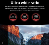 Moniteur de jeu 34 pouces 3440*1440 165hz moniteur avec panneau incurvé pour moniteurs LCD