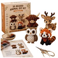 Kit de Bricolage en Gros de Perles 3D Animaux Assortis (Grenouille, Pieuvre, Chat) – Ensemble de Perles Artisanales pour Débutants, Cadeau Fait Main pour Adultes et Adolescents, Décoration