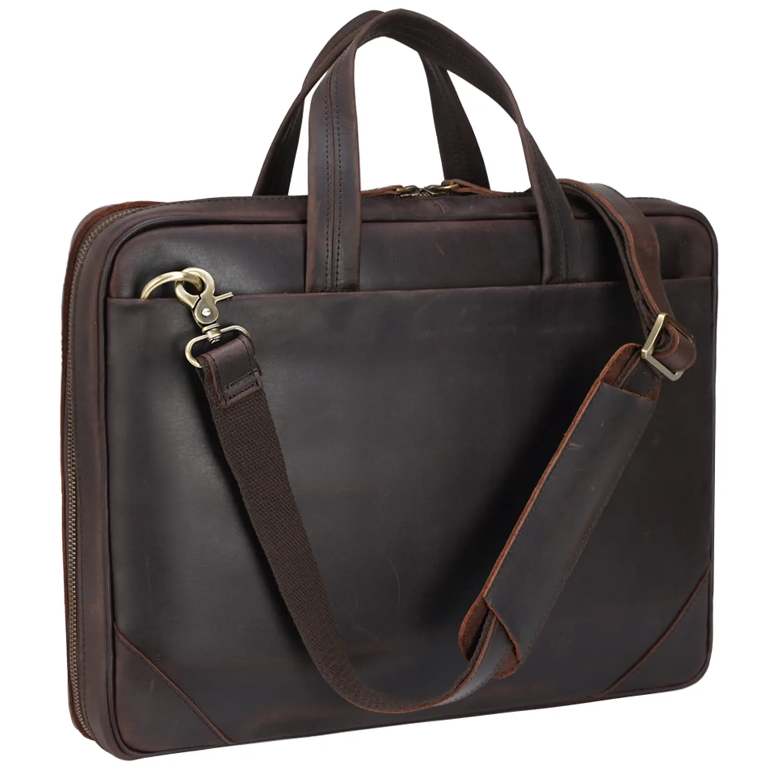 brown leather briefcase