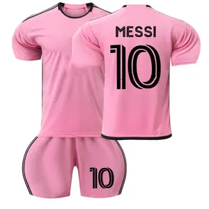 Hot Selling 2023 Heren Voetbalshirts 23 24 25 Messi 10 # Soccer Jersey Miamis Roze Zwarte Jersey Uniformen Inter Soccerwear Kit