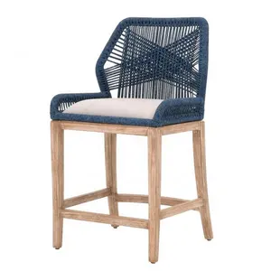 BM011 Lorry Modern Design Rope Weave Upholstered Wood Barstool Counter Bar Stools Forbar Bar Stool High Chair Kitchen Stool