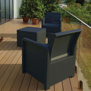 Set da Giardino Contemporaneo in Plastica Riciclata con 2 Poltrone e Tavolino - Product Image 3