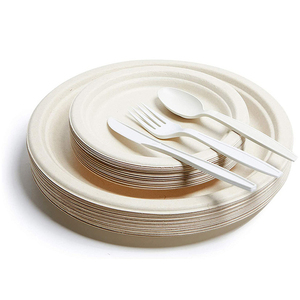 Assiettes à dîner robustes en bagasse, design très résistant - Product Image 4