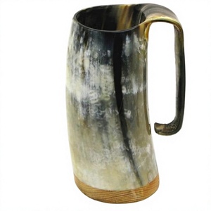 Los Más Vendidos, Jarras de Cerveza Duraderas de Cuerno de Buey Vikingo 100% Natural, con Diseño de Estrella, Corazón y Flores, Estilo Vintage, para el Hogar, Negocios, Bodas, Aptas para Lavavajillas - Product Image 4