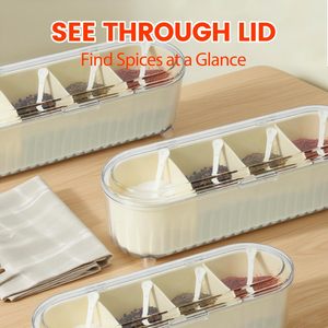 Eco Friendly Plastic Spices Boxes Rectangular Adjustable Detachable Transparent Spice Organizer - Product Image 3