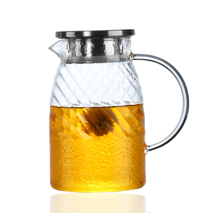 Pichet en verre à haute teneur en borosilicate 40 ans en usine Pichet à eau froide <span class=keywords><strong>Carafe</strong></span> en verre style grain ondulé Capacité de 1100ml - Product Image 5