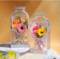 Buket Bunga Awet untuk Hadiah Hari Valentine 2025 dengan Sumber Cahaya LED, Tas PVC 10*13*29CM, untuk Perayaan Hari Ibu dan Ulang Tahun