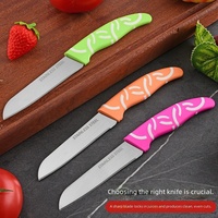 Ensemble de 6 couteaux à fruits en acier inoxydable, fabrication directe usine, design à triple anneau, revêtement antiadhésif, poignées ambidextres, design moderne