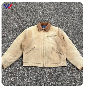 Hiver Vintage Custom Sun Faded Trucker Mechanic Worker Detroit Duck Canvas Outdoor Work Wear Jackets For Men