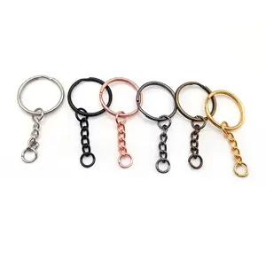 YYX Custom Multicolor Round Metal Keychains With Split Ring Link Chain Keyrings Holder Rings DIY Split Keyring With Chain