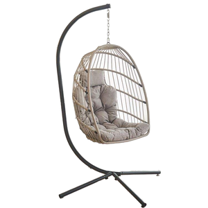 Cadeira de Balanço Suspensa Moderna com Almofada Macia e Suporte de Metal Incluído, Certificado EN581, para Uso Interno/Externo - Product Image 4