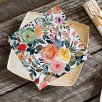 Op Maat Bedrukt Bloemenpatroon Thema Verjaardagsfeest Decoratief Gekleurde Decoupage Vierkante Servetten Met Logo Restaurant Gebruik