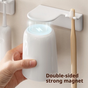 LANZYLO ODM <span class=keywords><strong>Portaspazzolino</strong></span> Elettrico <span class=keywords><strong>a</strong></span> Parete Senza Foratura con <span class=keywords><strong>Ventosa</strong></span> Magnetica e Vano Porta Bicchiere per Collutorio - Product Image 3