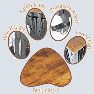 Kualitas tinggi kandang anjing kayu kandang anjing mewah rumah peti hewan peliharaan bersirkulasi kandang anjing logam besar dengan roda & nampan plastik - Product Image 3