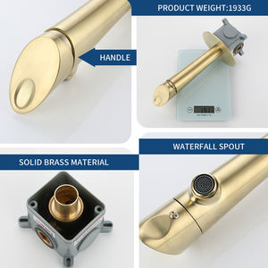 Grifos mezcladores de lavabo de baño montados en la pared de oro rosa de nuevo diseño, grifos de lavabo de un solo Mango, grifo mezclador de lavabo concedido para Baño - Product Image 5