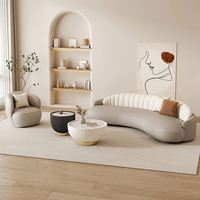 Canapé en cuir confortable de style crème luxe léger, design simple, idéal pour petit appartement, salon, salon de beauté ou espace de repos