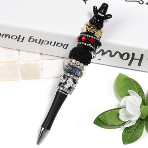 Stylo à bille en plastique avec strass colorés, design de chat KT de dessin animé, nouveau modèle 2025, fabrication de bijoux, jouets durables - Product Image 3