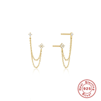 Anting Panjang Model Rumbai Perak 925 Sterling Berhiaskan Zirkon Warna-warni dengan Liontin Bunga untuk Hadiah Wanita
