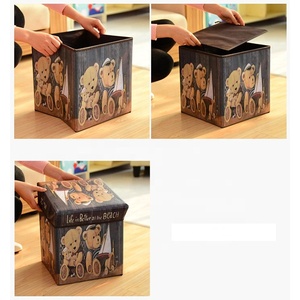 Ahorrar espacio cuadrado negro de almacenamiento grande otomano muebles cubo Bin para tela - Product Image 2
