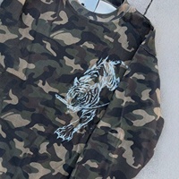 Camiseta de Manga Larga con Estampado Gráfico de Camuflaje Gótico de la Costa Oeste Vintage para Hombre, Venta al Por Mayor, Personalizada, Corte Ajustado, Estilo Urbano