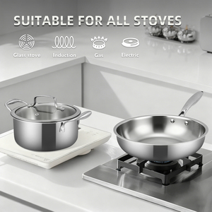 Juego de Utensilios de Cocina de 14 Piezas, Antiadherentes, de Acero Inoxidable 304 de Triple Capa, Aptos para Inducción, de Alta Calidad, con Tapas - Product Image 4
