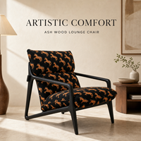 Fauteuil individuel en tissu personnalisé OEM/ODM, cadre en bois de frêne massif, style Mid-Century Modern, pour salon et maison - Vente chaude
