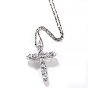 Cross Diamond Necklace Round Brilliant Cut Unisex Everyday Wear 50cm Chain - Product Image 4