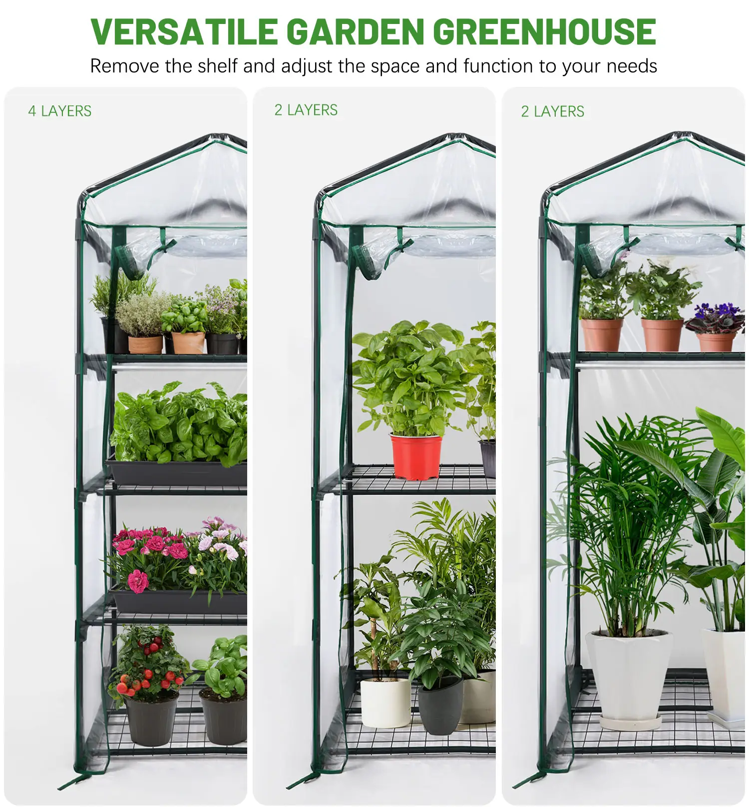 Mini rollo de invernadero de 4 niveles, impermeable, para jardín interior, invernadero de plantas pequeñas con luz de cultivo para agricultura al aire libre