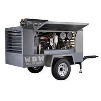 Compresseur à vis diesel portable de haute qualité, lubrifié, 8 bars, refroidi par air, 5m³/min, pompe à roulement pour construction de tunnels