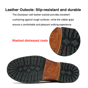 OEM Custom Handmade Goodyear Horsehide Genuine <b>Leather</b> Thick-soled Lace-up Comfort Casual <b>Boots</b> Retro <b>Work</b> Height Increasing - Product Image 4