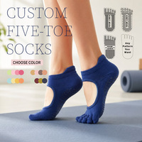 Chaussettes de yoga et de Pilates en coton creux de haute qualité, douces, antidérapantes, à cinq doigts, pour le sport