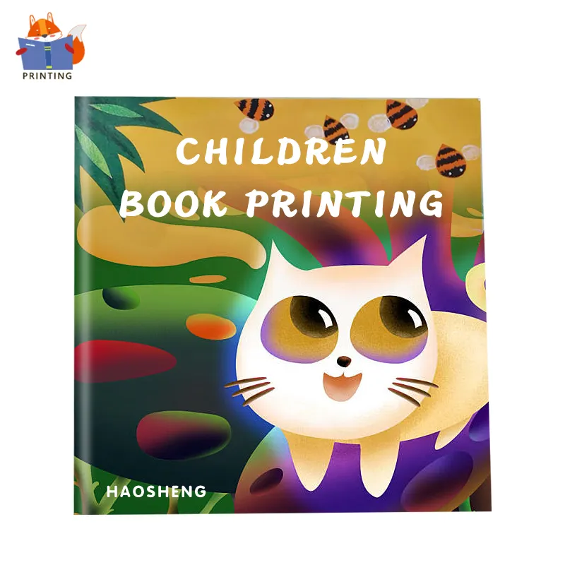 Il gatto copre con copertina morbida libri per bambini inglese, animale colorato con stampa OEM personalizzato