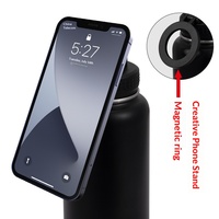 Nouvelle tasse isotherme en acier inoxydable de style spatial Amazon avec couvercle magnétique et support de téléphone, isolation sous vide (12-24 heures)