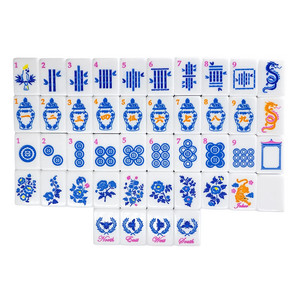 US Mah Jongg Set Modern Luxury Clear Acrylic Blue and White Porcelain Mahjong Tile Portable Design For <b>Entertainment</b> Use - Product Image 1