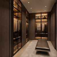 Armoire sur mesure avec portes en verre, éclairage LED, verre fumé, 3 tiroirs, pour chambre à coucher, salle à manger, rangement, montage facile