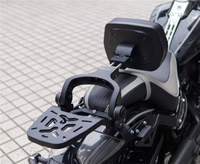 Xiangshuai Marshal YES418 Porte-bagages arrière pliable pour moto avec dossier en cuir PU réglable pour passager et conducteur, sans perçage