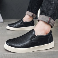 Chaussures décontractées pour hommes, mode printemps-été, noires unies, légères, respirantes, tissées, style mocassins plats à enfiler