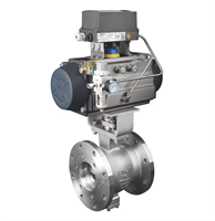 Vanne de commande DN125 PN16 acier inoxydable CF8 vanne à boisseau sphérique pneumatique à encoche V Port