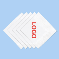 Serviettes et serviettes en papier Airlaid imprimées jetables avec logo personnalisé, 2 plis, haute qualité, utilisation en restaurant et hôtel, blanc, 4 plis