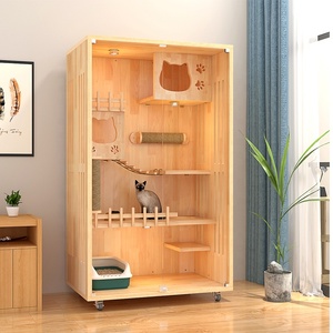 宠物工厂定制设计多层豪华实木宠物屋猫别墅屋 - Product Image 2
