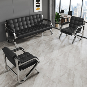 Canapé de direction en cuir PU <span class=keywords><strong>noir</strong></span> au design moderne, fourni par l'usine, canapé de luxe pour salle d'attente d'hôpital et clinique - Product Image 3