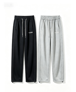Pantalones deportivos de algodón para hombre, pantalones informales con cordón y cintura elástica, con bolsillos laterales, ropa de otoño en negro y gris - Product Image 1