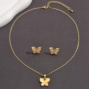 סט תכשיטי פרפר משובץ יהלומים מצופה זהב אמיתי, פשוט ורב-תכליתי, רב-מכר באירופה ובאמריקה - Product Image 4