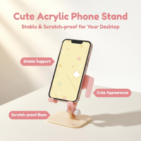 Support de téléphone en acrylique personnalisable en gros, forme irrégulière mignonne, support d'ordinateur portable réglable en hauteur et en angle pour le bureau et la maison