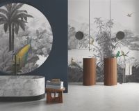 Papier peint en toile de jute, papier peint pour plafond, papier peint 3D, papier peint tropical, papier peint luxueux vert damassé pour salon, chambre d'enfant